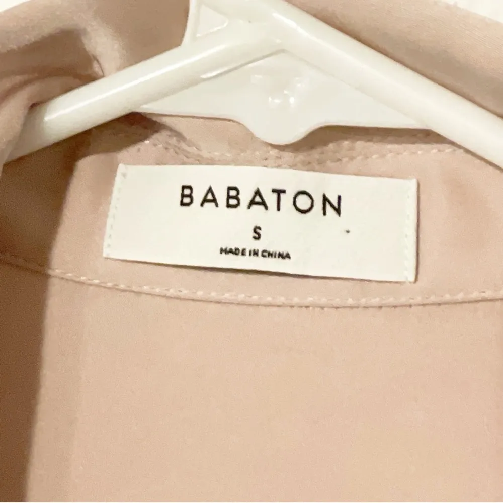 Aritzia Babaton Size Small Pink Ace Bodysuit Longsleeve Collared - Image 3