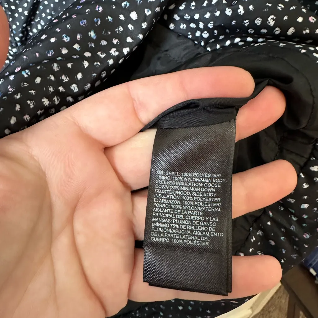 The North Face Womens Gotham Long Jacket Hooded Black Donegal Print Size M - Image 12