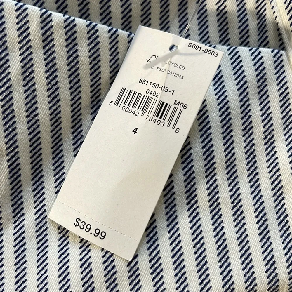 Women's Old Navy Stripe Navy/White Pixie High Rise Pants Size 4 NWT #7343 - Image 3