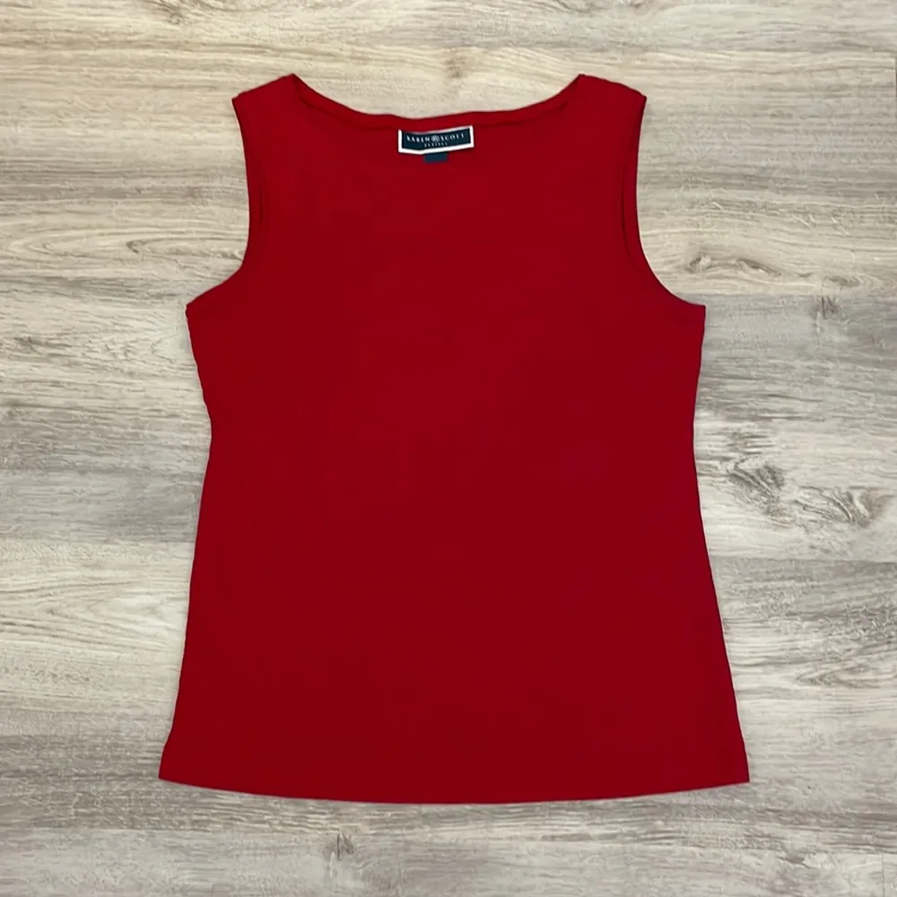 Red Sleeveless Scoop Neck Tank Top Size PM - Image 3