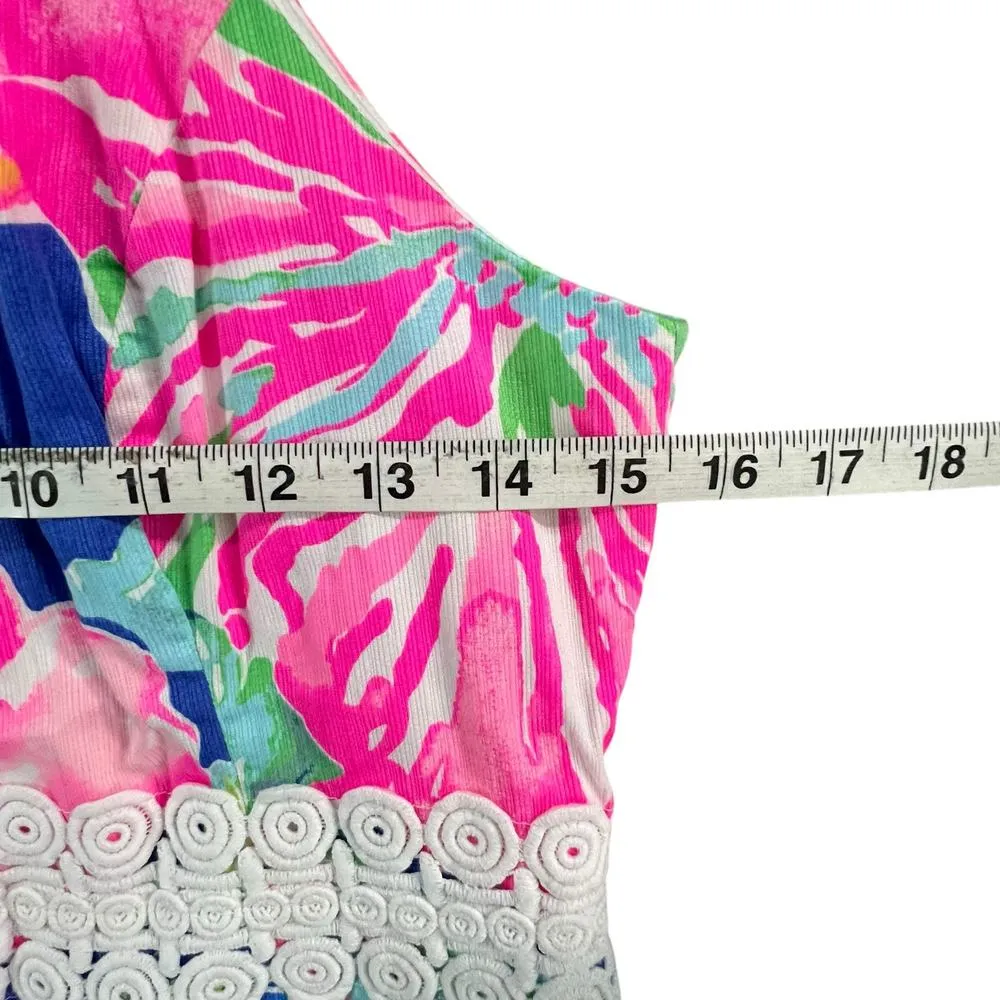 Lilly Pulitzer Ashlyn Shift Dress 4 Beckon Blue Jungle Utopia Floral Lace Fitted - Image 8