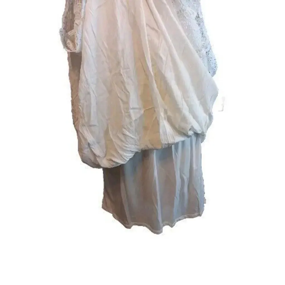 Motherhood Off White Boho Floral Lace Trim Lined Maxi Maternity Dress Medium - Image 10