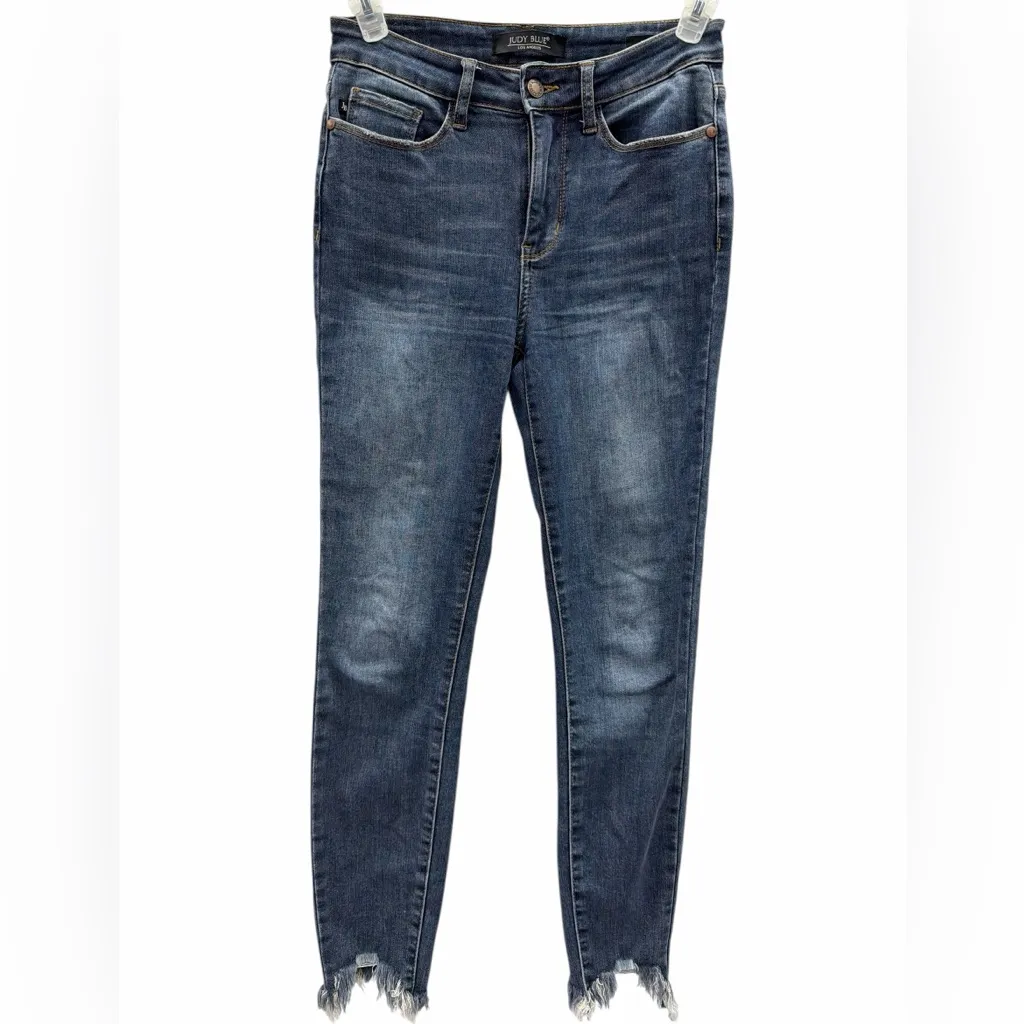 Judy Blue Skinny Jeans Size 3/26 Raw Hem Stretch Denim - Image 3