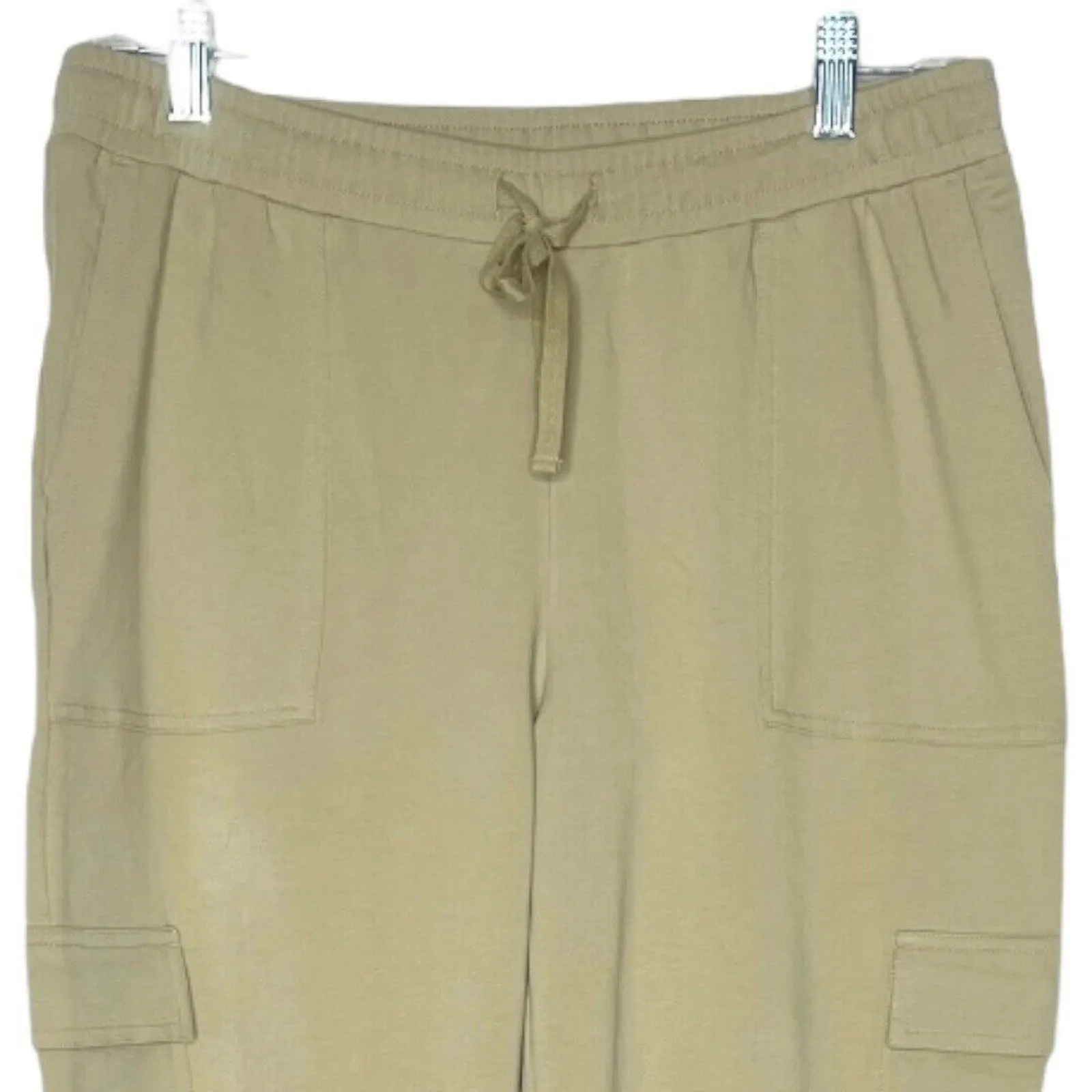 J Jill Pants Women Small Tan Crop Pants Cargo Pockets Cuffed Hems Neutral Casual - Image 3