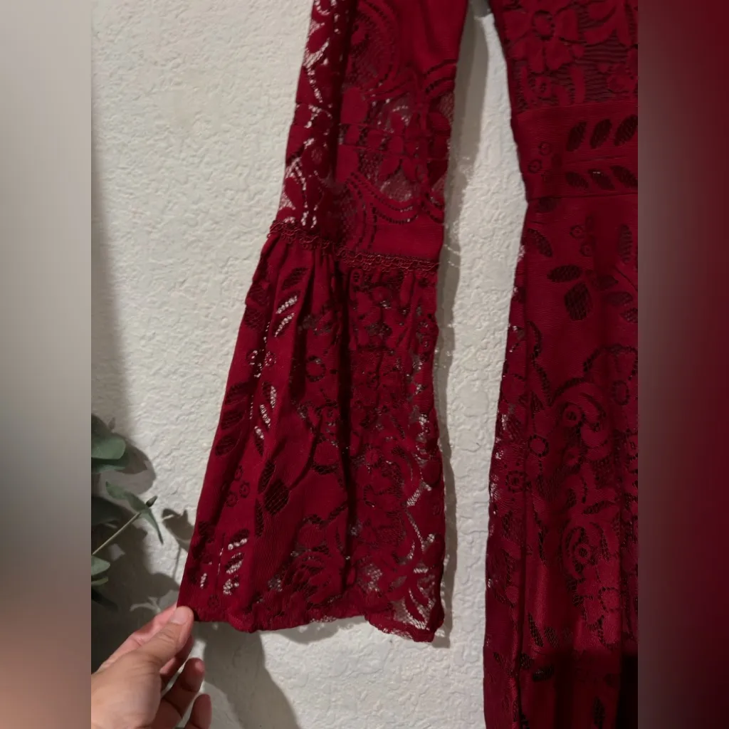 Free People Lace Lovers Folk Song Bell Sleeve Boho Dress - Image 11