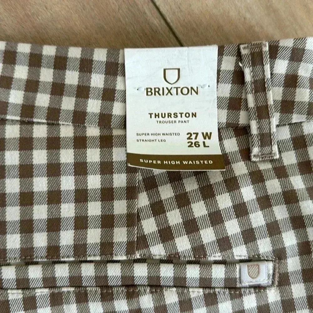 NWT Brixton Thurston Pants Twig/White Cap Super High Waist Straight Leg 27 W 26L Tan - Image 12