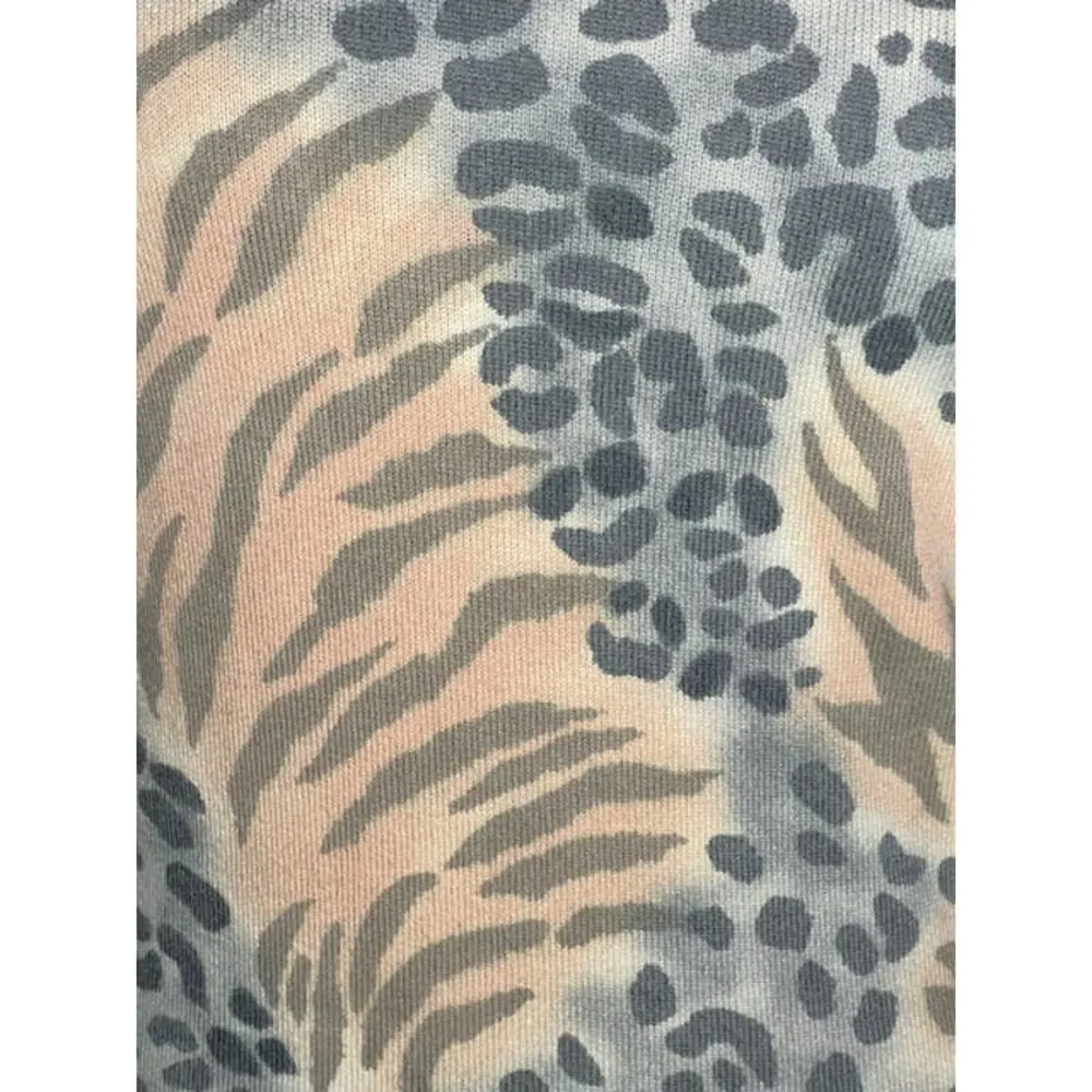 Cashmere les copains sweater leopard tiger print mock neck Gold Size M - Image 2