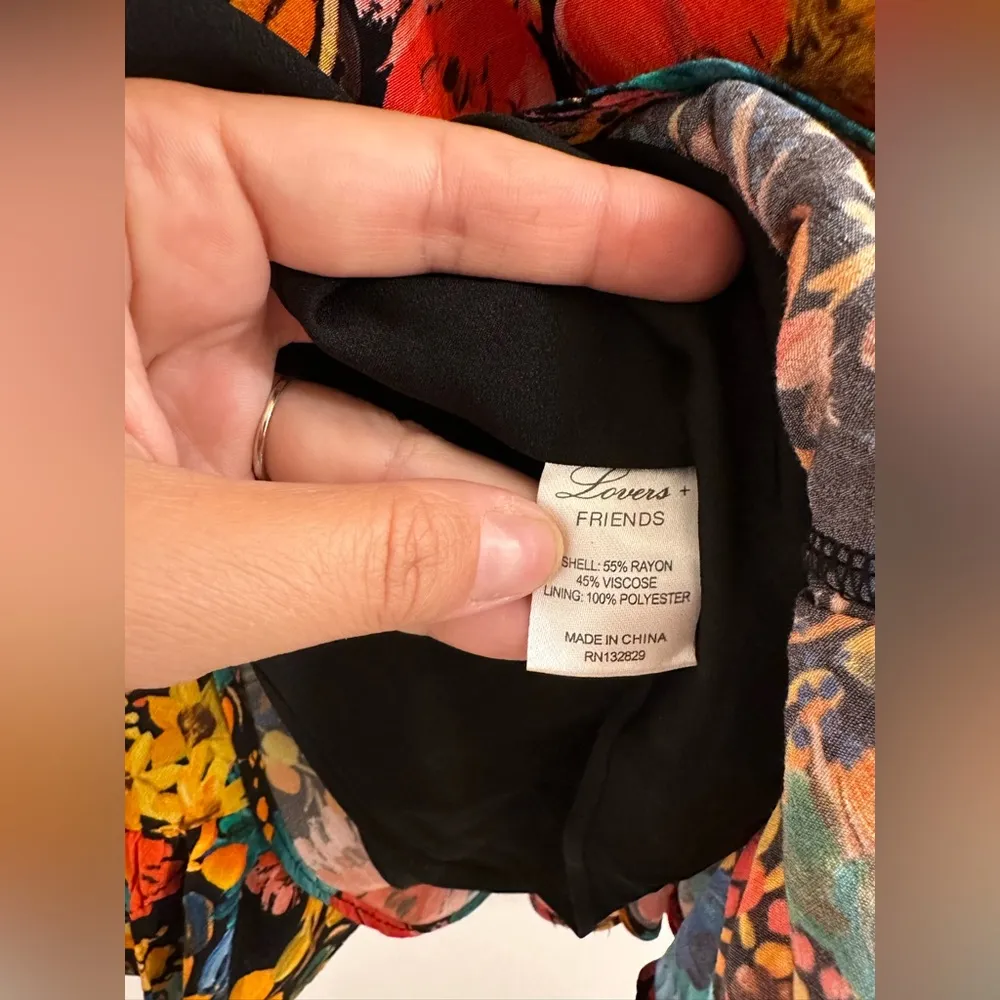 Dark Bouquet Floral Printed Ruffle Mini Dress XS - Image 8