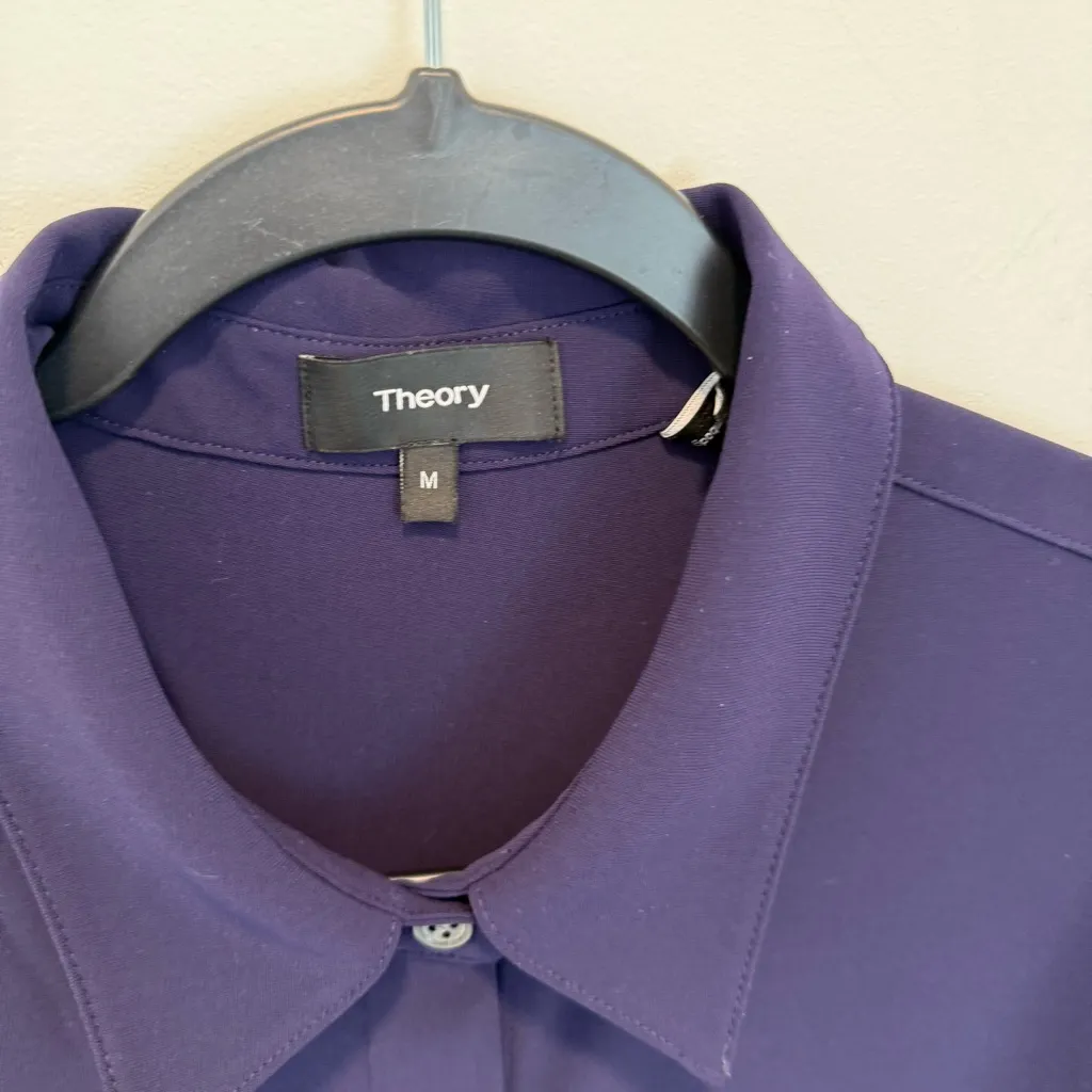 Theory Sunaya Urban Crepe Womens Shirt Size M Chiffon Button Up - Image 5