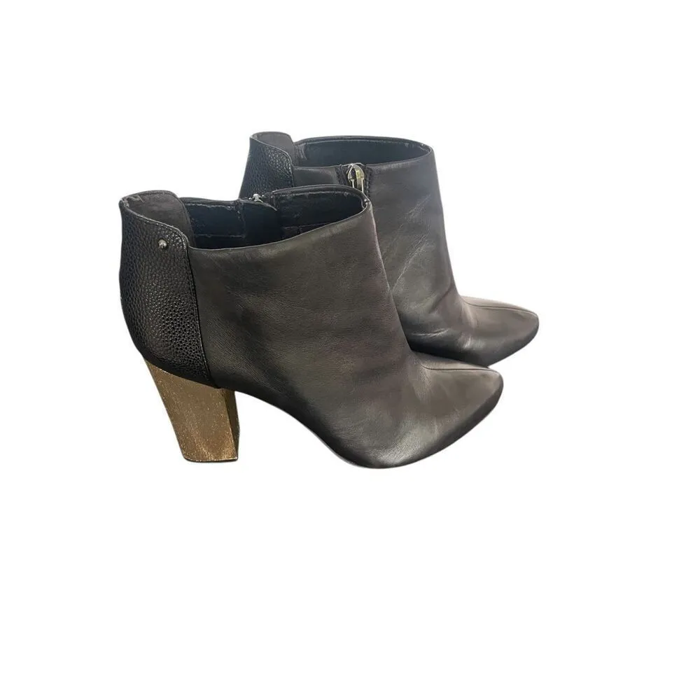 Circus By Sam Edelman Ankle Booties Block Heel Pointed Toe Black/ Gold 8.5M - Image 2