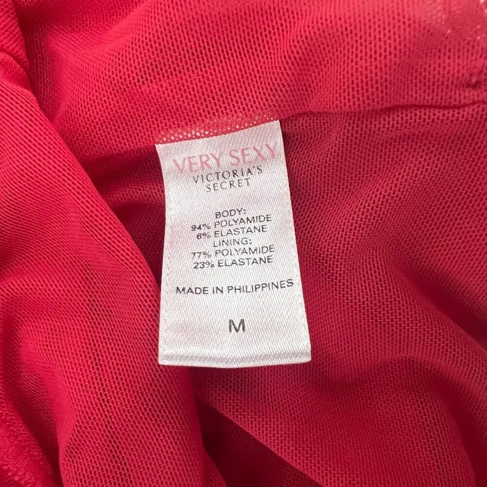 Vintage Victoria Secret Semi Sheer Red Deep Plug Bodysuit Womens Size Medium - Image 4