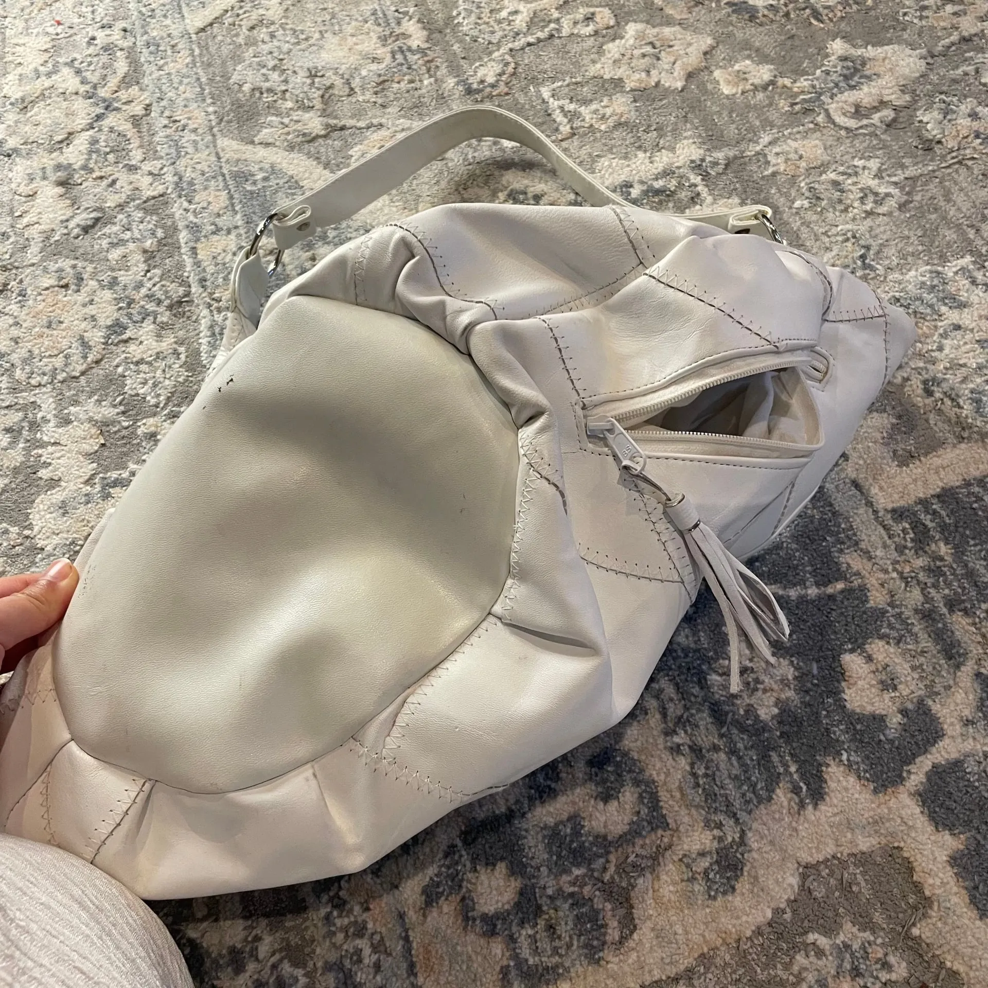 Vintage Patchwork Hobo Bag White - Image 3