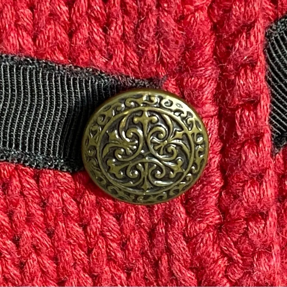 Vintage LNI Military Snap Front Button Decorated Striped Cropped Sweater Size M Black Size M - Image 2