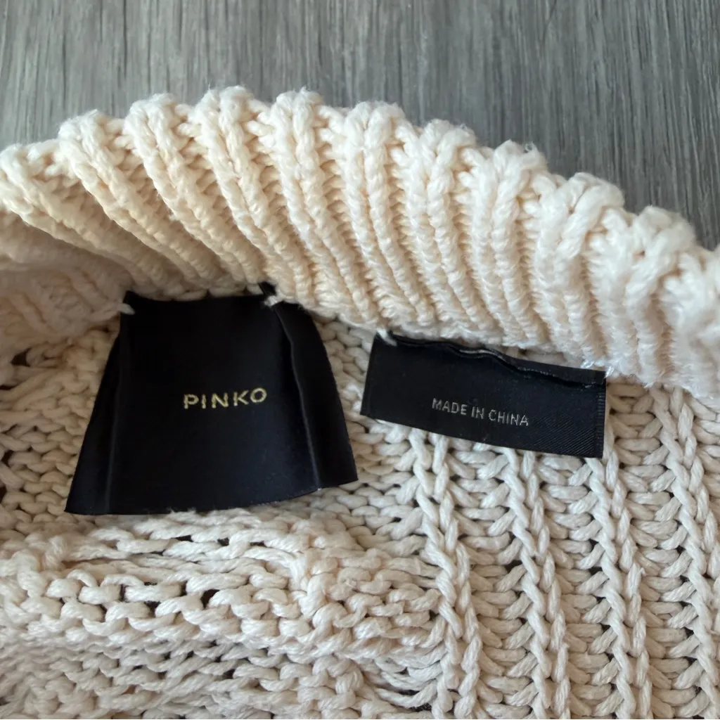 PINKO Cropped Ivory Sweater Size Small White - Image 2