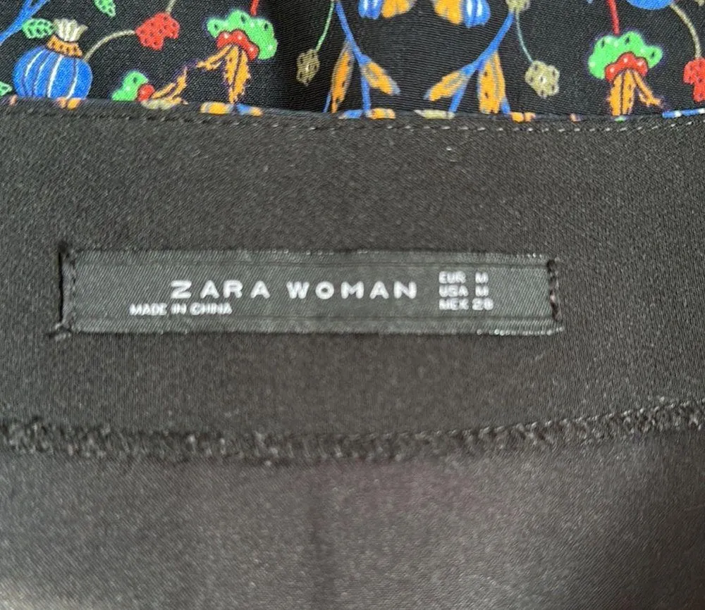 Zara Black Blue Green Red Floral Embroidered Crochet Sides Mini Skirt Medium - Image 10