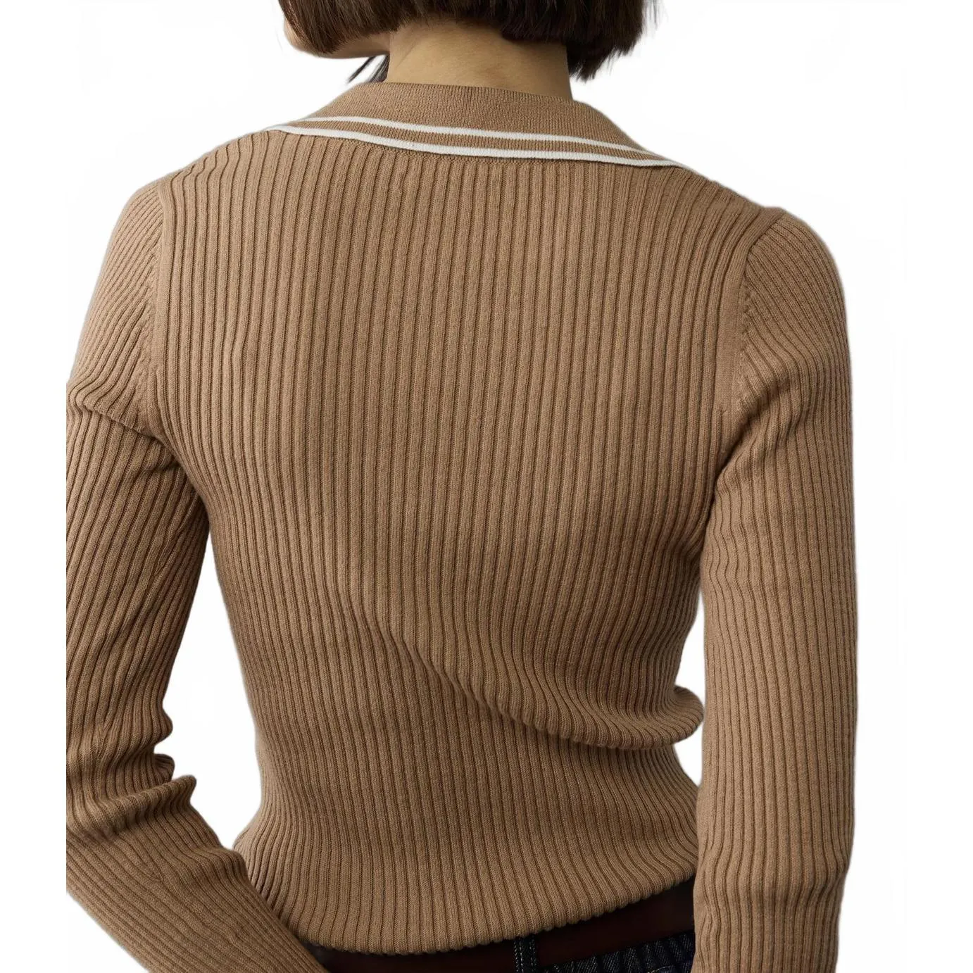 American Eagle AE Long-Sleeve Collared Polo Sweater  Tan Sand NWT Medium - Image 4