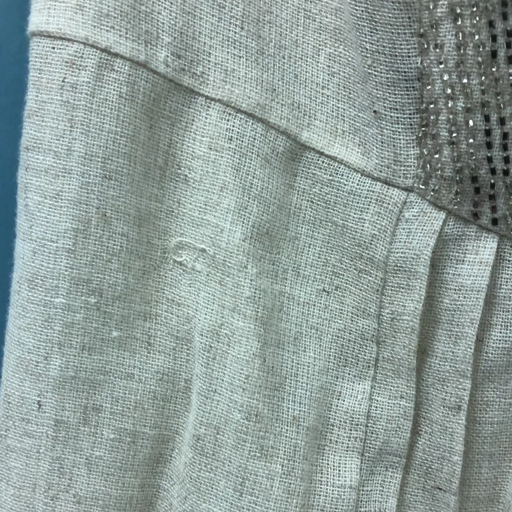 Tory Burch orchid flax gold beaded cotton linen blend dress women’s size‎ 8 - Image 8