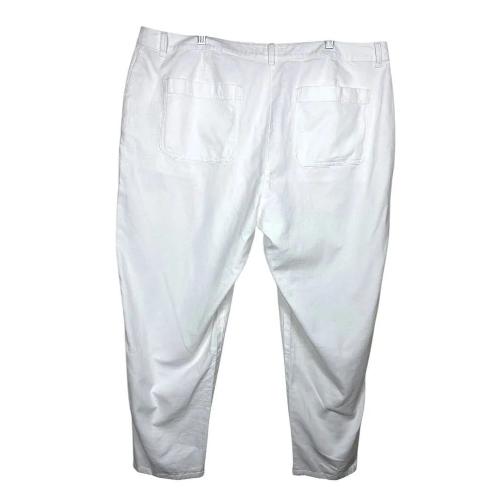 Eileen Fisher Women Organic Cotton‎ Hemp Ankle Pants White Sz 24/3X Minimalist - Image 3