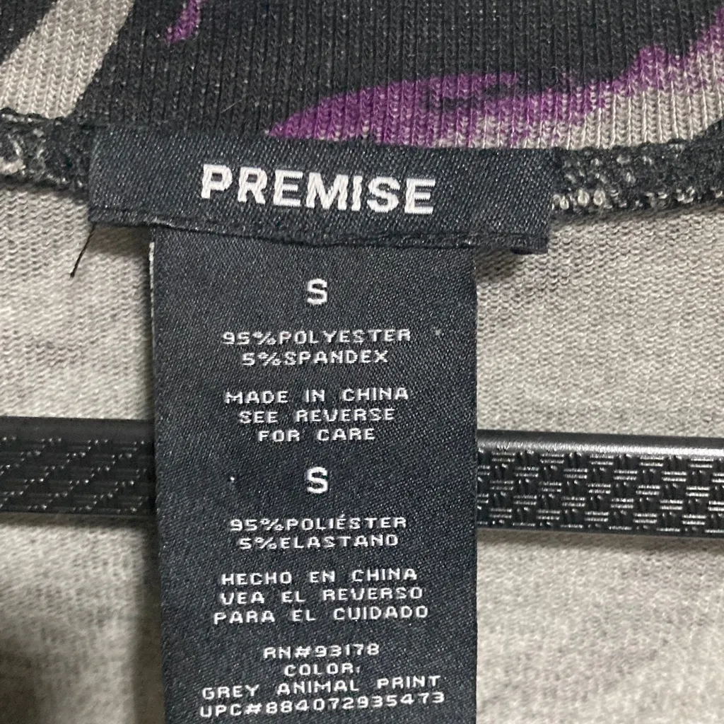 Premise tunic blouse, black gray purple women's size small - Image 2