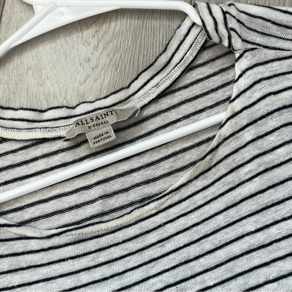 All Saints Linen Cotton blend Striped Sleeveless Top White Navy (xsmall) summer - Image 2