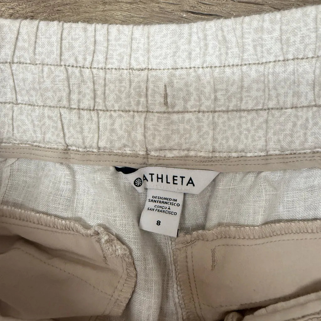 Athleta Cabo Linen Jogger Pants Neutral Cheetah Leopard size 8 - Image 3