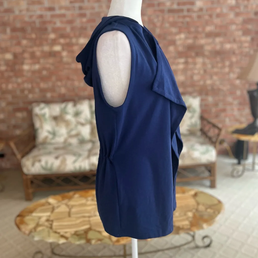 Fabletics Hannah Vest Fleece Hoodie Blue Knit XXS Drawstring Open Front Casual - Image 9