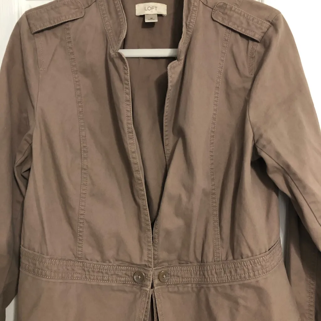 Loft tan brown light weight jacket 100% cotton women‎ size medium outdoor spring - Image 2