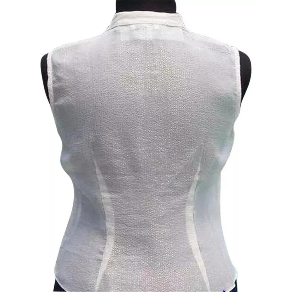 Cache Ivory Silk Gold Lurex Sparkle Hand Crochet Brown Beads Top $118 New NWT - Image 7