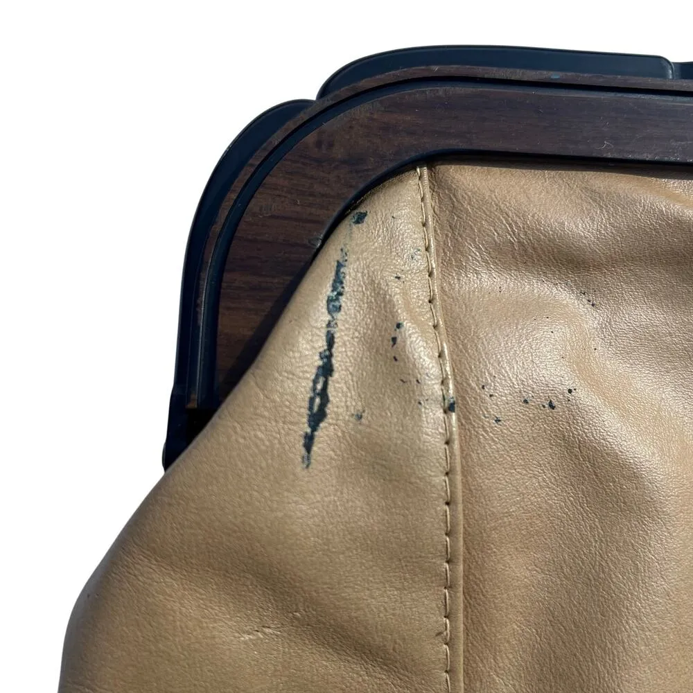 Vintage Leather Clutch Handbag Purse Brown - Image 3