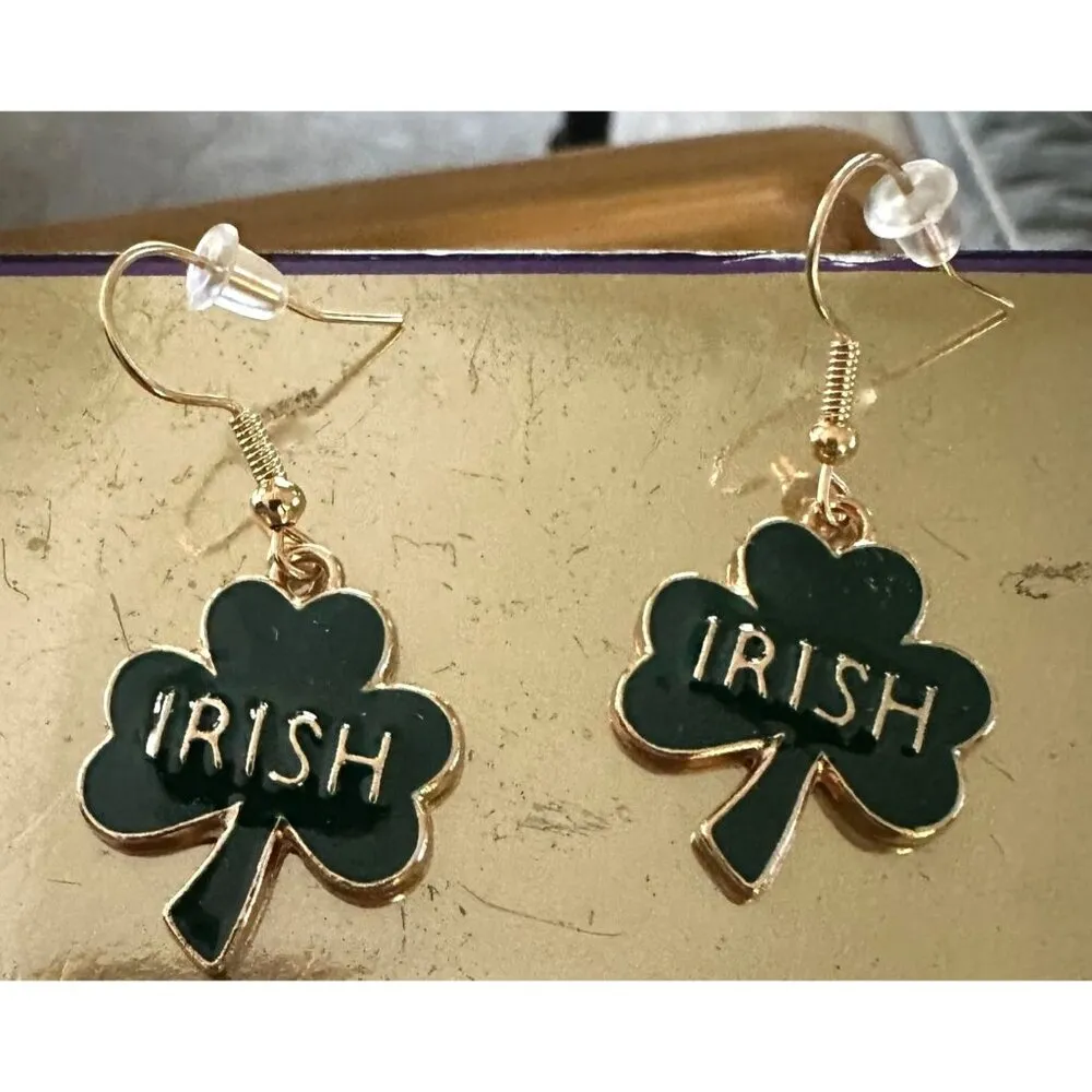 St Patricks Day Shamrock Earrings Dangle Hooks New Irish Festival Parade… Green - Image 3