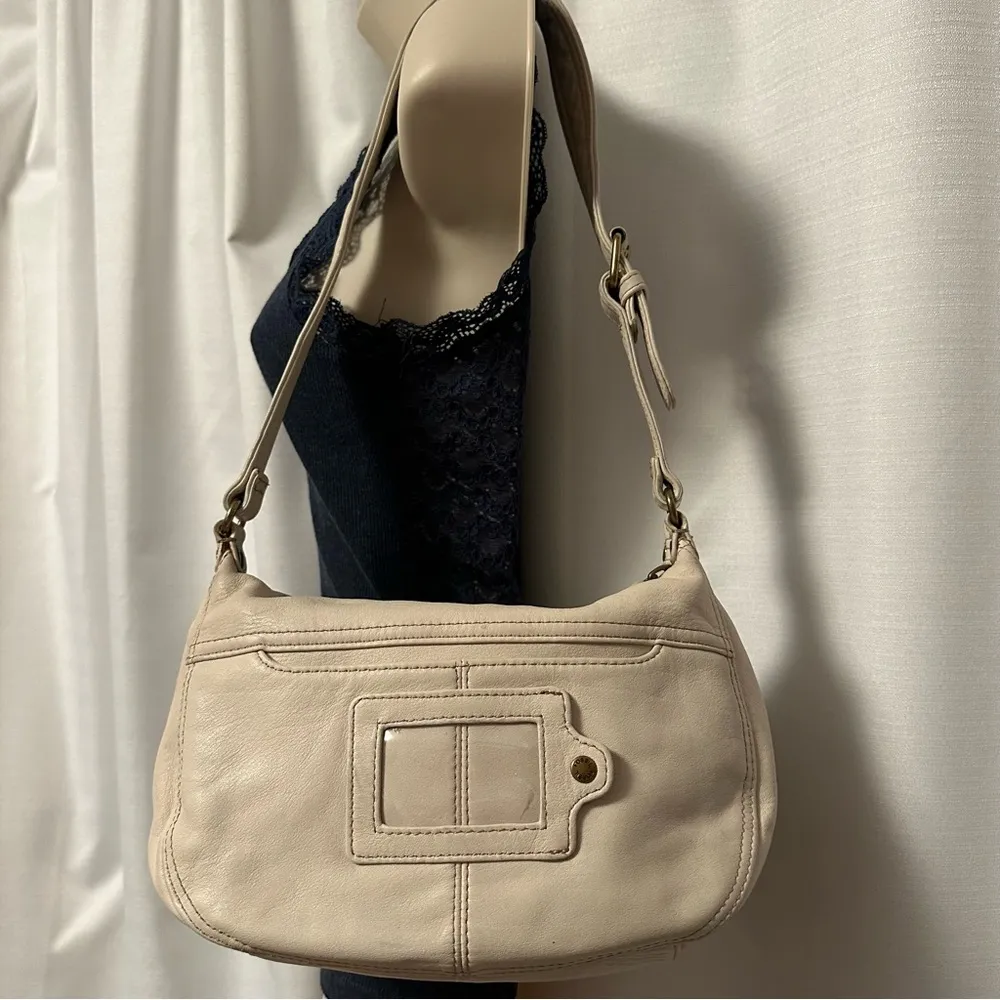 Fossil Purse Ivory Cream Leather Y2K Shoulder Hand Bag YKK 90s Baguette - Image 2