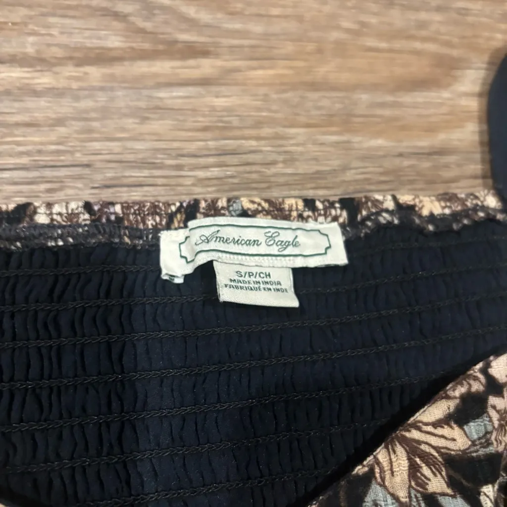 American Eagle Floral Tiered Mini Dress Cottagecore Boho Long Sleeve Cotton – S - Image 4