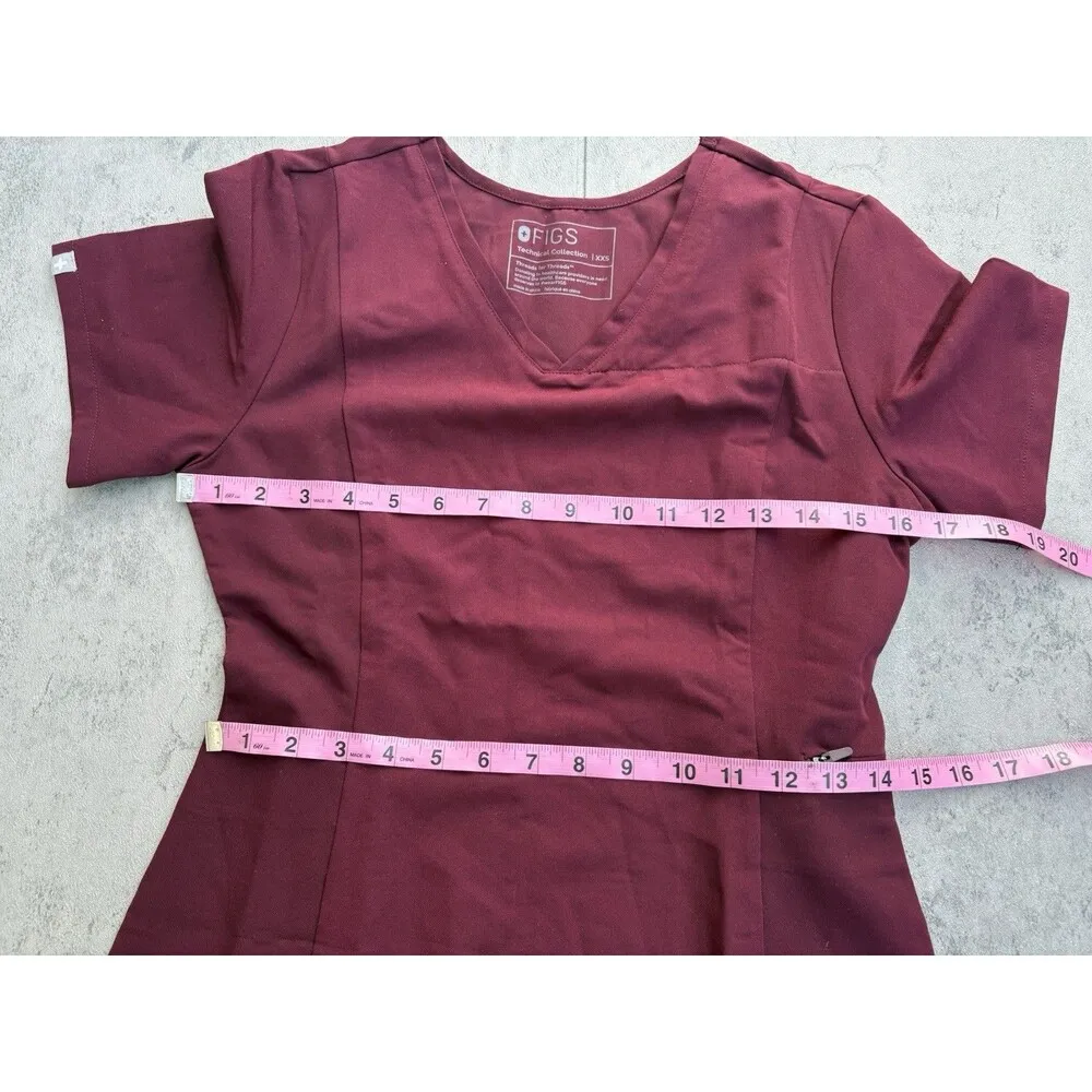NWOT FIGS Women Scrub Top Slim Fit V-Neck Healthcare Technical Collection Sz XXS - Image 6