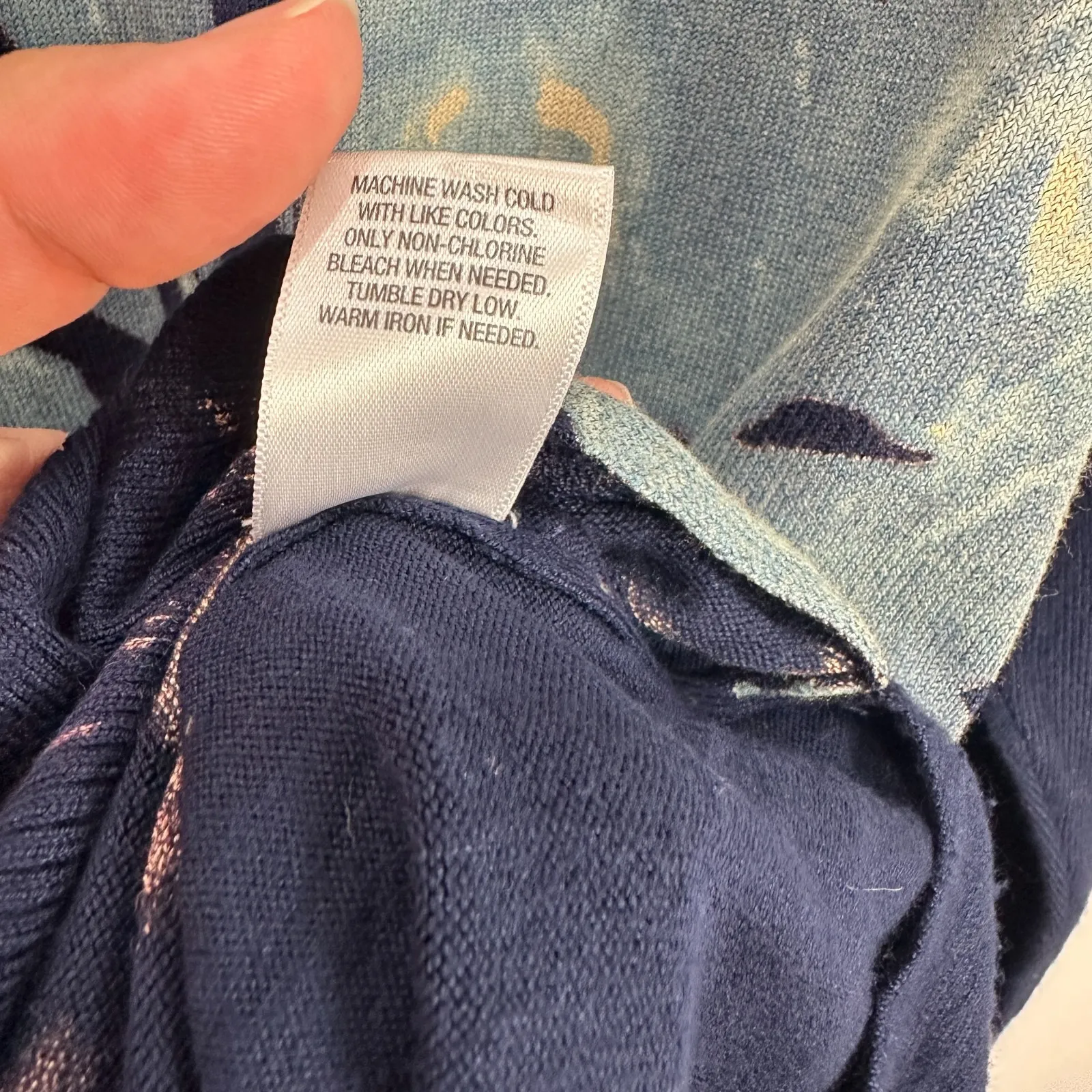 Roz & Ali L Navy Blue Floral Sweater Top Long Sleeve Boho Cottagecore Chic - Image 5