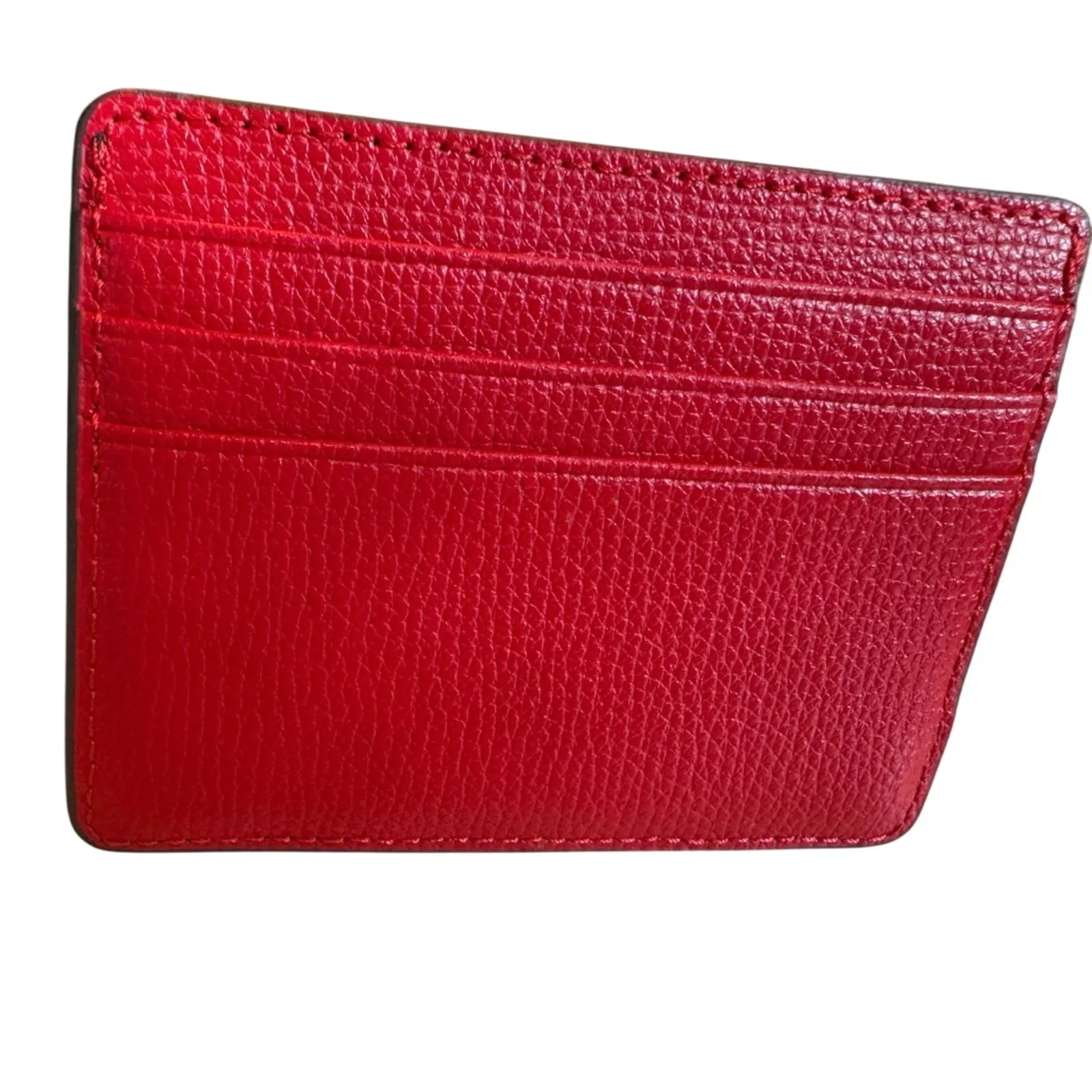 Henri Bendel New York Card Holder Red Leather Gold Tone Hardware, New w/o Tag - Image 3