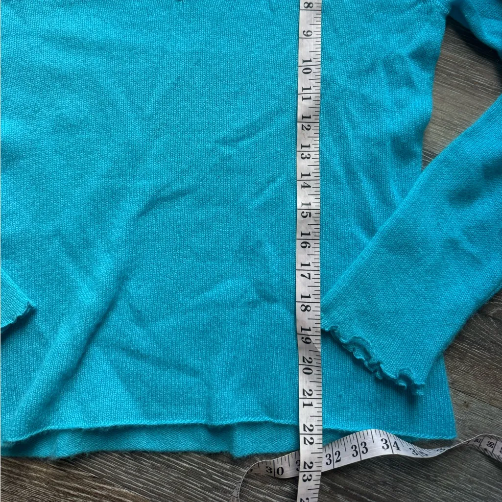 White + Warren Light Blue Cashmere V Neck Sweater L Size L - Image 4