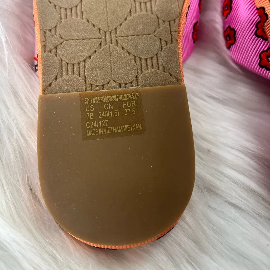 NEW kate spade new york Rio Bandana Patchwork Slides Sandals shoes size 7 women - Image 7