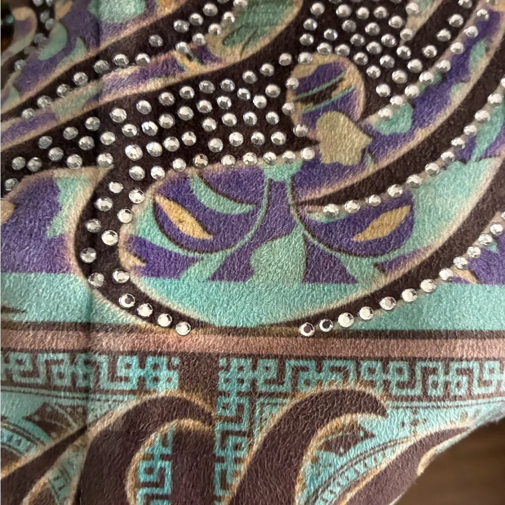 Justified Bohemian Elegant Multicolor Patterned Righstones Details Cardigan XL Blue - Image 10