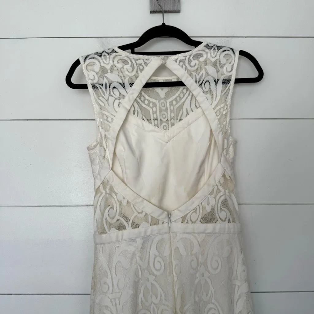 Alexis Women’s Medium Cream Lace Cutout MIDI Dress - Image 6