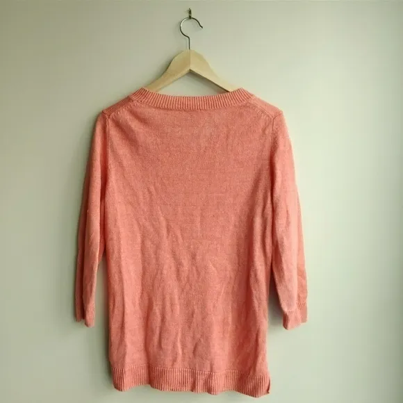 100%‎ linen talbots long sleeve sweater v neck - Image 4