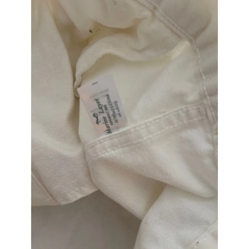 Marine Layer raw edge off  white denim jacket M - Image 4