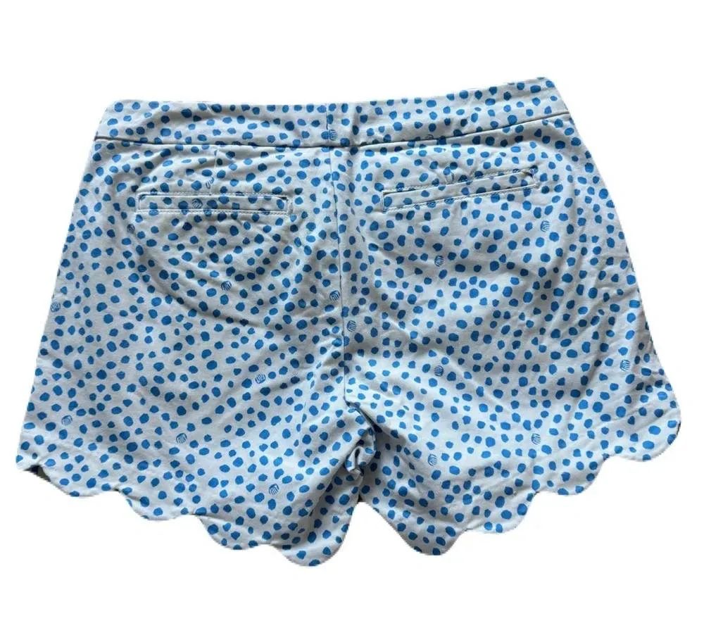 Women's Lily Pulitzer Buttercup Blue Vacation Dots Scalloped Hem Shorts Size 4 - Image 3