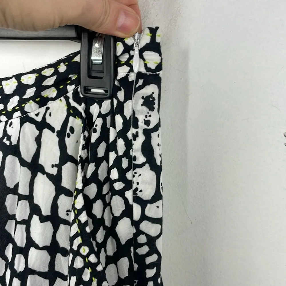 Edme & Esyllte Anthropogie Animal Print Knee Length A Line Skirt w/Lining SZ 12 Black - Image 7