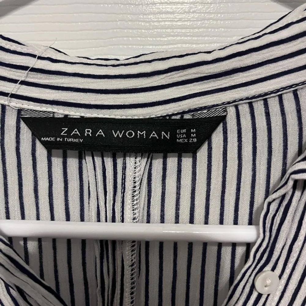 Zara black and white striped blouse in medium - Image 3