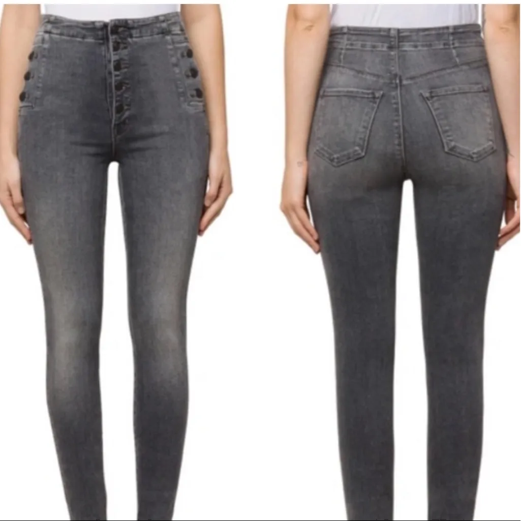 J Brand Natasha High Rise Skinny Jeans w/ Raw‎ Hem In Obscura Wash Size 24 - Image 2