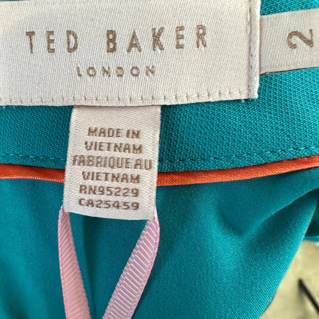 NWT Ted Baker London Cormier Turquoise Dress Cut Out Fluted Shift Size 4/6 - Image 7