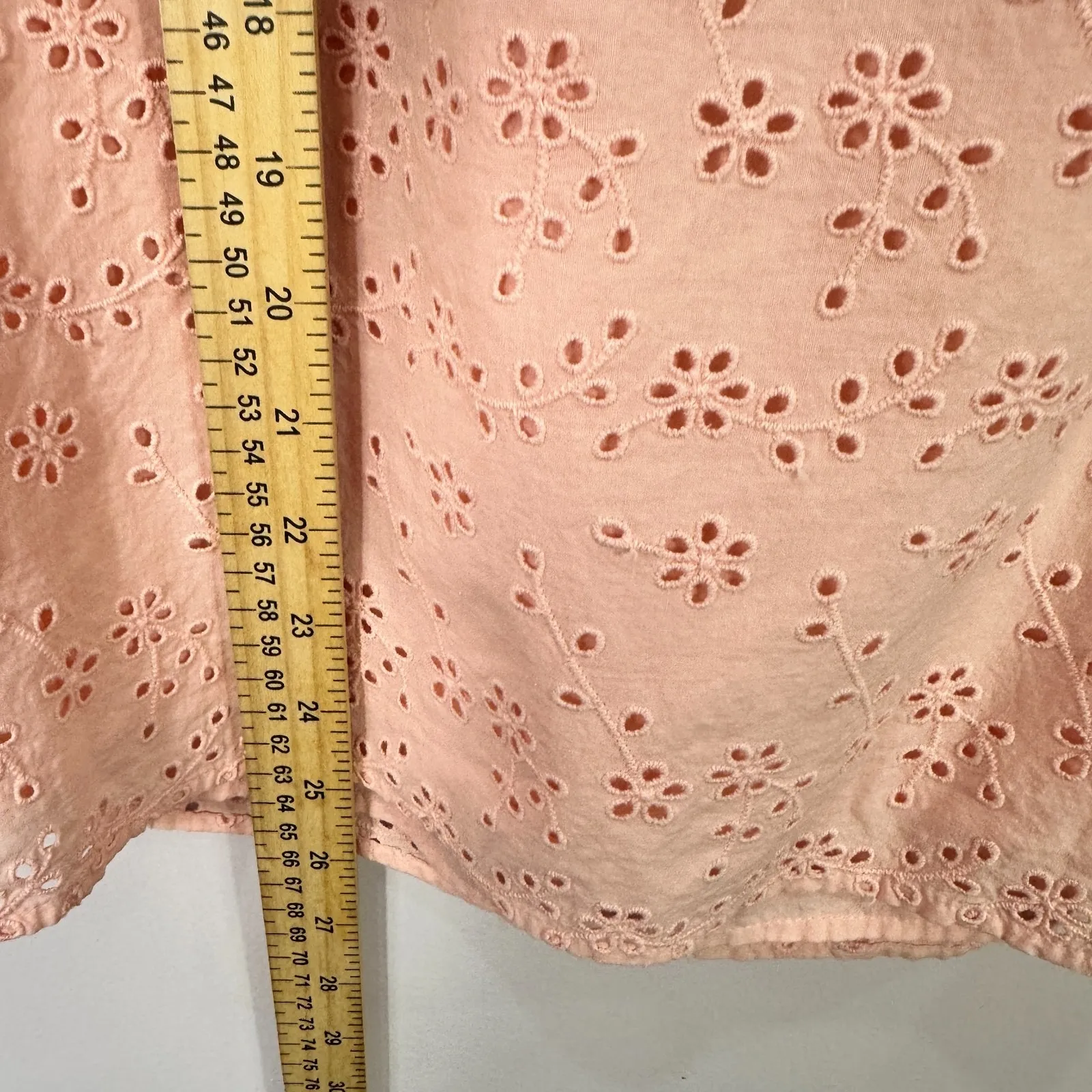 Talbots Top M  Pink Eyelet Cotton Square Neck Blouse Cottagecore Preppy Romantic - Image 4