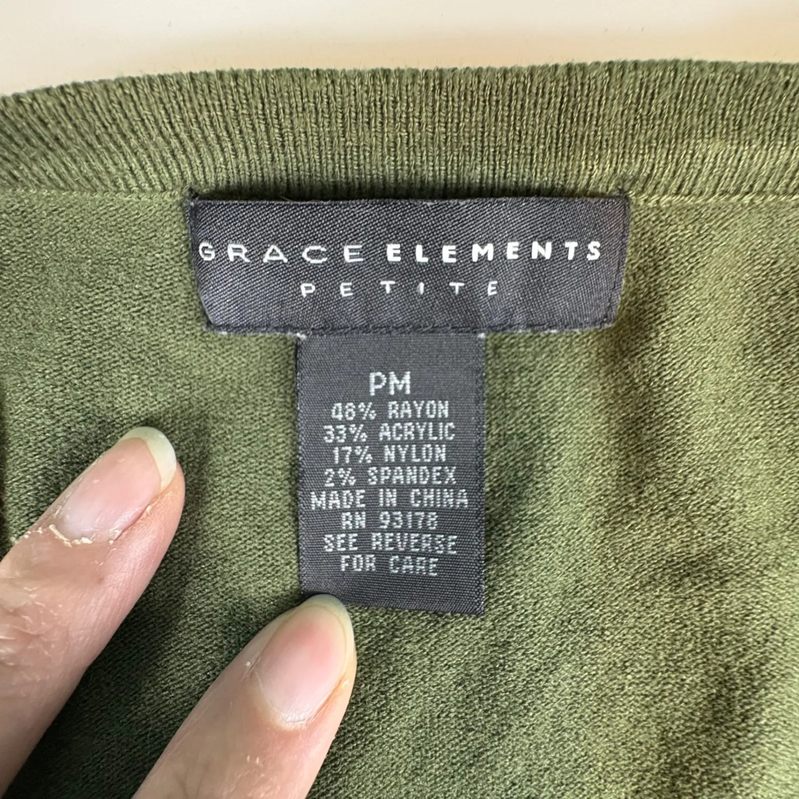 Grace Elements Petite Olive Green Button Down 3/4 Sleeve‎ Cardigan Sweater - Image 5