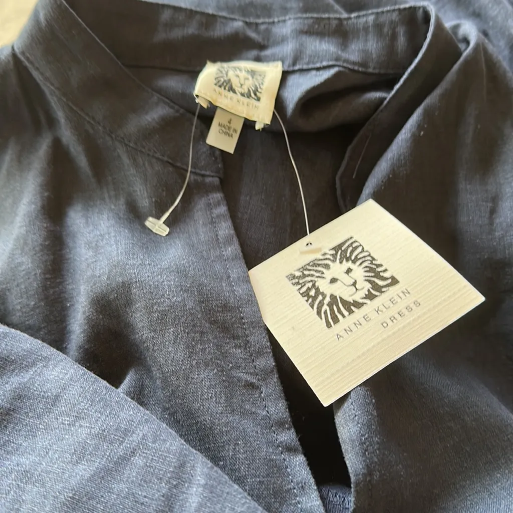 NWT ANNE KLEIN Camellia Jenna Drawstring Midi Dress NAVY - Image 5