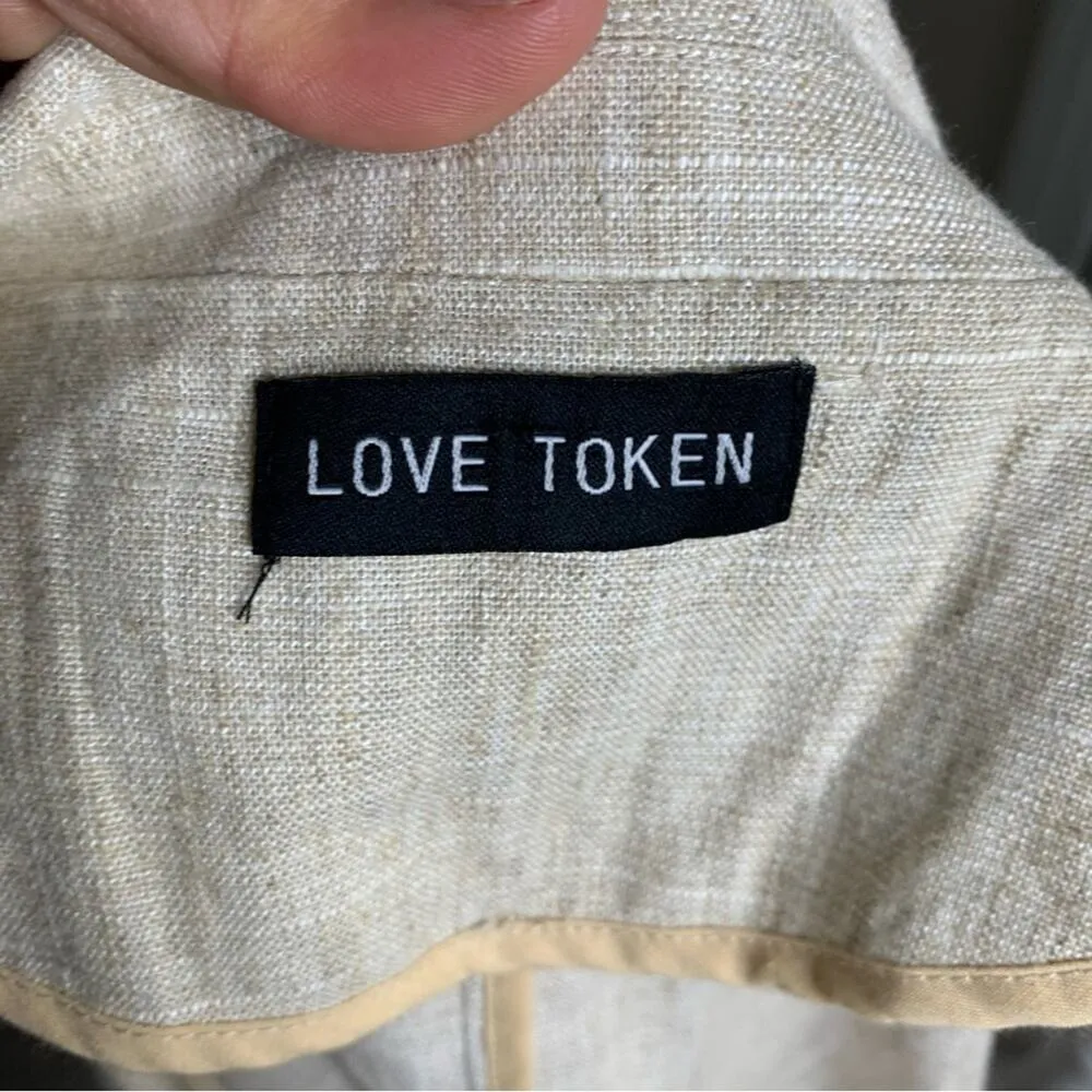 Love Token linen blend one button‎ closure blazer jacket size small minimalist - Image 7